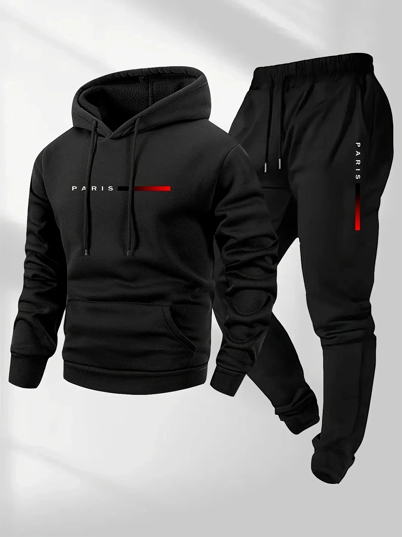 Winter Clothing Gear - 파리 레터 프린트 스웨트셔츠 슈트 남성용