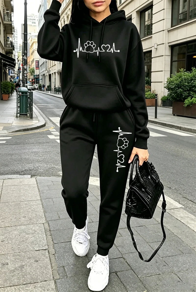 Winter Clothing Pants - 2026 여성 트레이닝복 프린팅 캐주얼 후드티