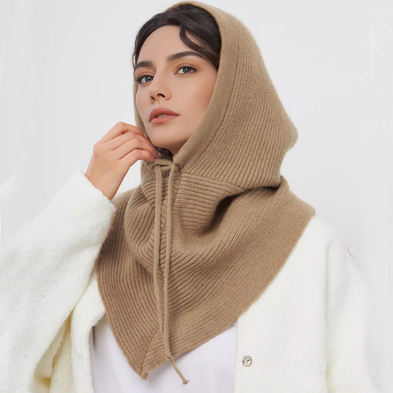 Wool Balaclava Knit - 여성용 겨울 발라클라바 모자 스카프 니트