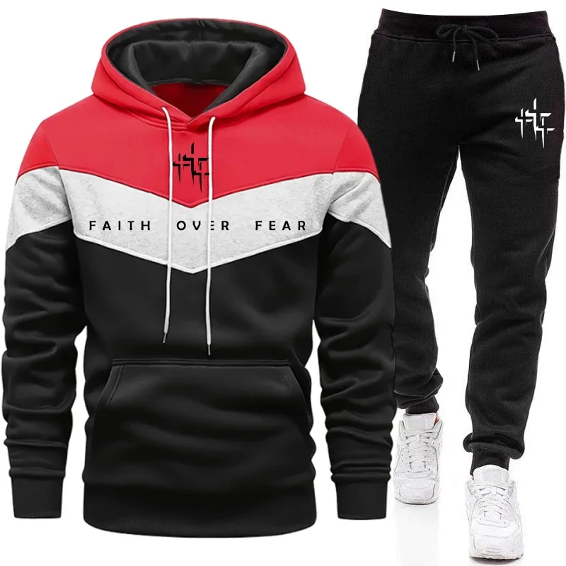Faith Over Fear 남성용 트랙수트 후드 티셔 - Winter Clothing Pants 리뷰 및 가격