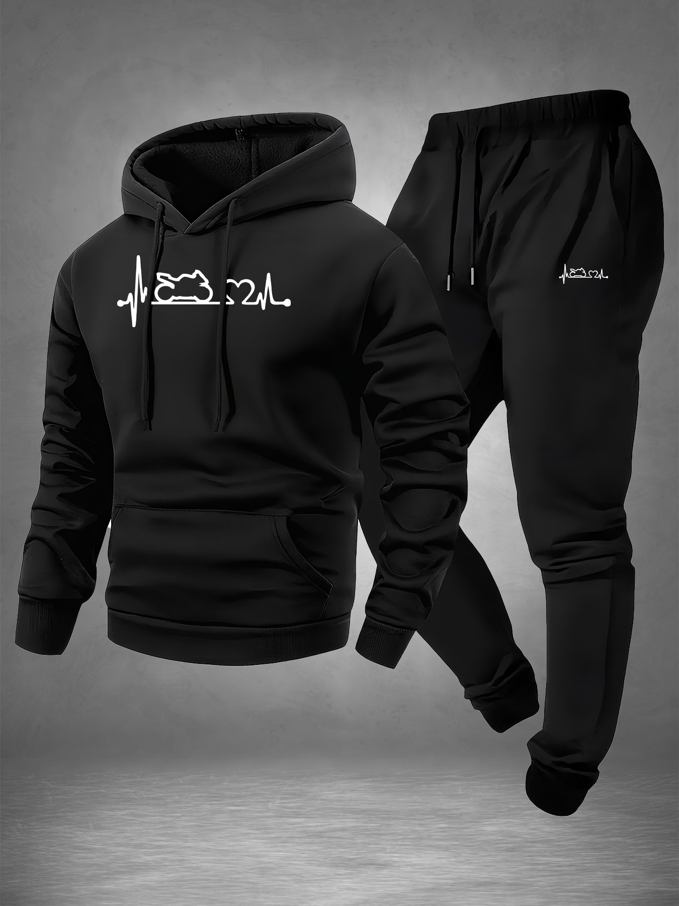남성용 2피스 오토바이 심박수 라인 프린트 트랙수트 E - Winter Clothing Gear 리뷰 및 가격