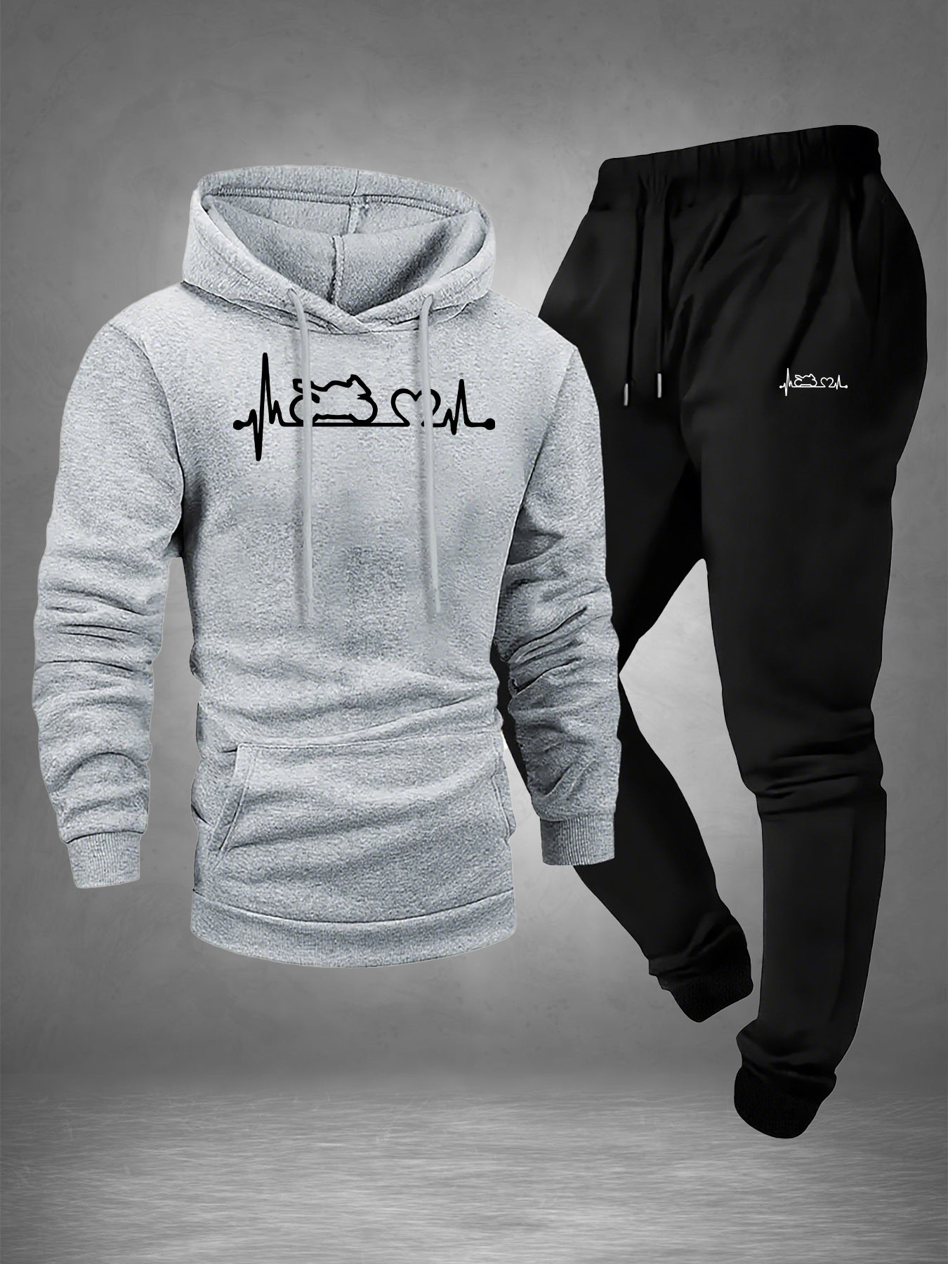 남성용 2피스 오토바이 심박수 라인 프린트 트랙수트 E - Winter Clothing Gear 리뷰 및 가격