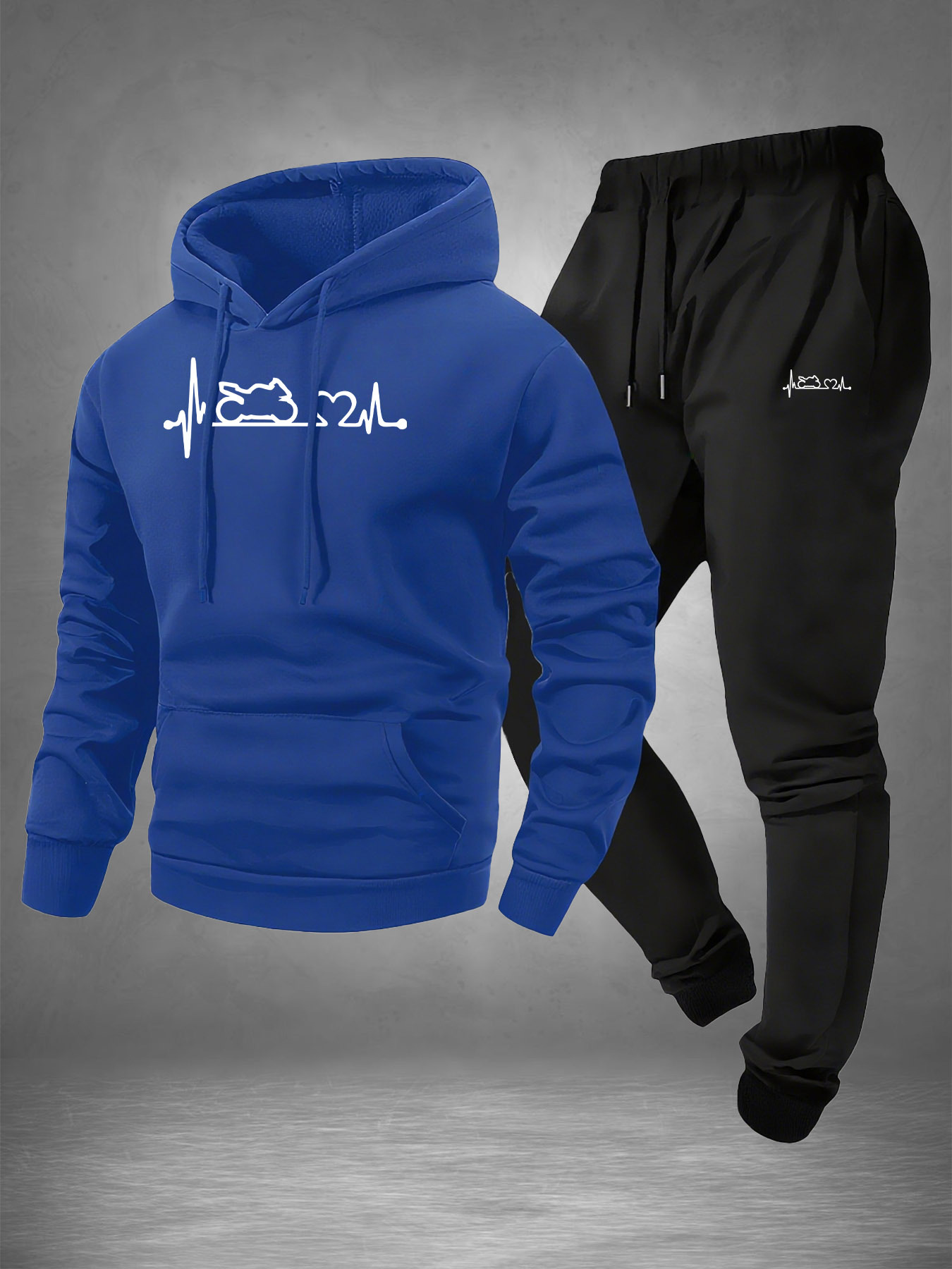 남성용 2피스 오토바이 심박수 라인 프린트 트랙수트 E - Winter Clothing Gear 리뷰 및 가격