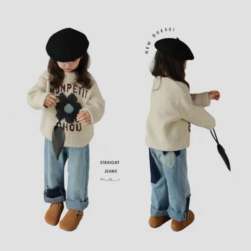 부드러운 라운드 넥 아동복 가게 소녀용 레터 플라워 풀 - Winter Clothing Store 리뷰 및 가격