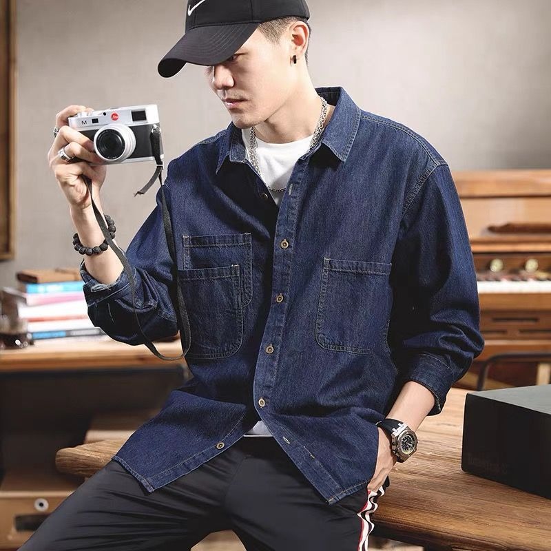 봄철 러피언 스타일 멋진 데님 툴링 긴팔 셔츠 남성용  - Winter Clothing Gear 리뷰 및 가격