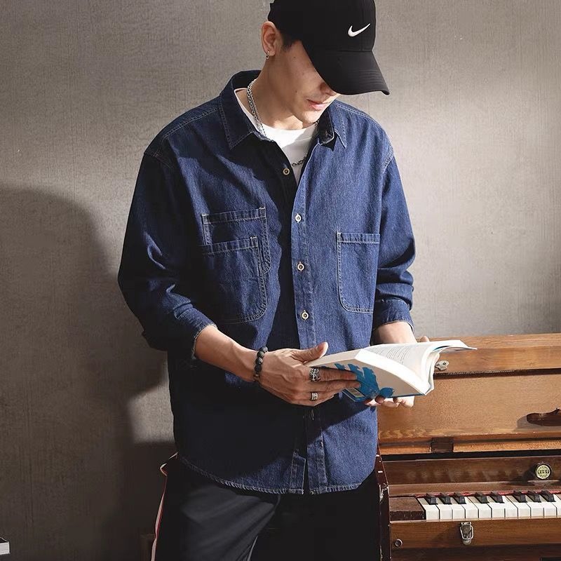 봄철 러피언 스타일 멋진 데님 툴링 긴팔 셔츠 남성용  - Winter Clothing Gear 리뷰 및 가격