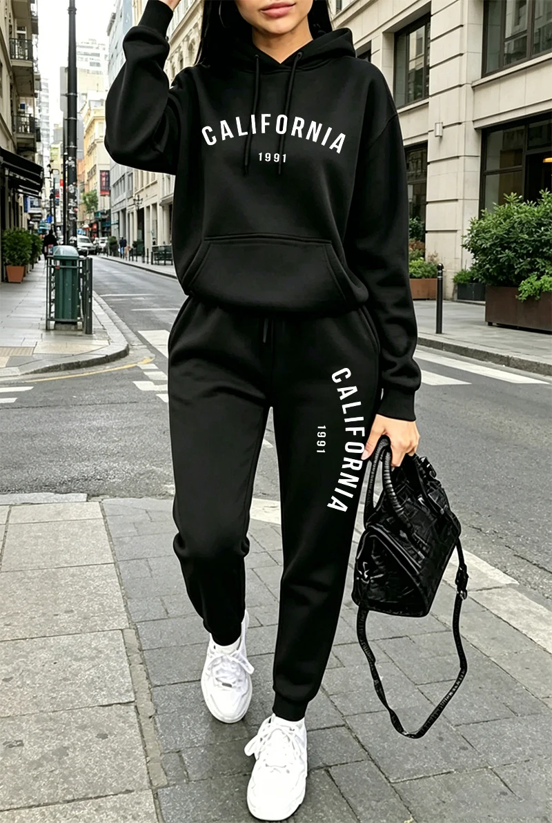 핫세일 여성 트레이닝복 프린팅 캐주얼 후드티 스웨트팬츠 - Winter Clothing Pants 리뷰 및 가격