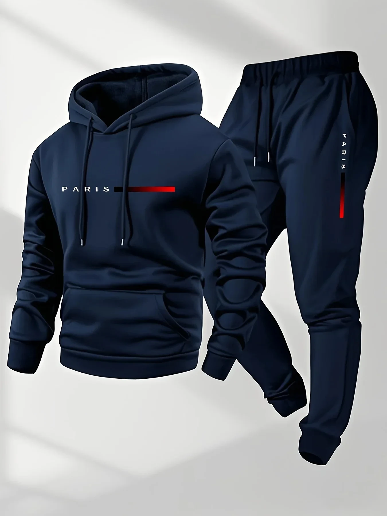 파리 레터 프린트 스웨트셔츠 슈트 남성용 플리스 후드  - Winter Clothing Gear 리뷰 및 가격