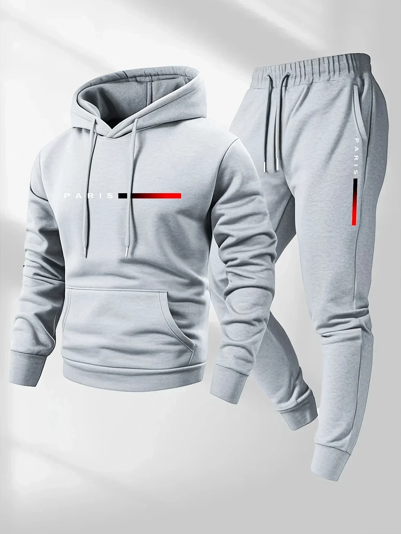 파리 레터 프린트 스웨트셔츠 슈트 남성용 플리스 후드  - Winter Clothing Gear 리뷰 및 가격
