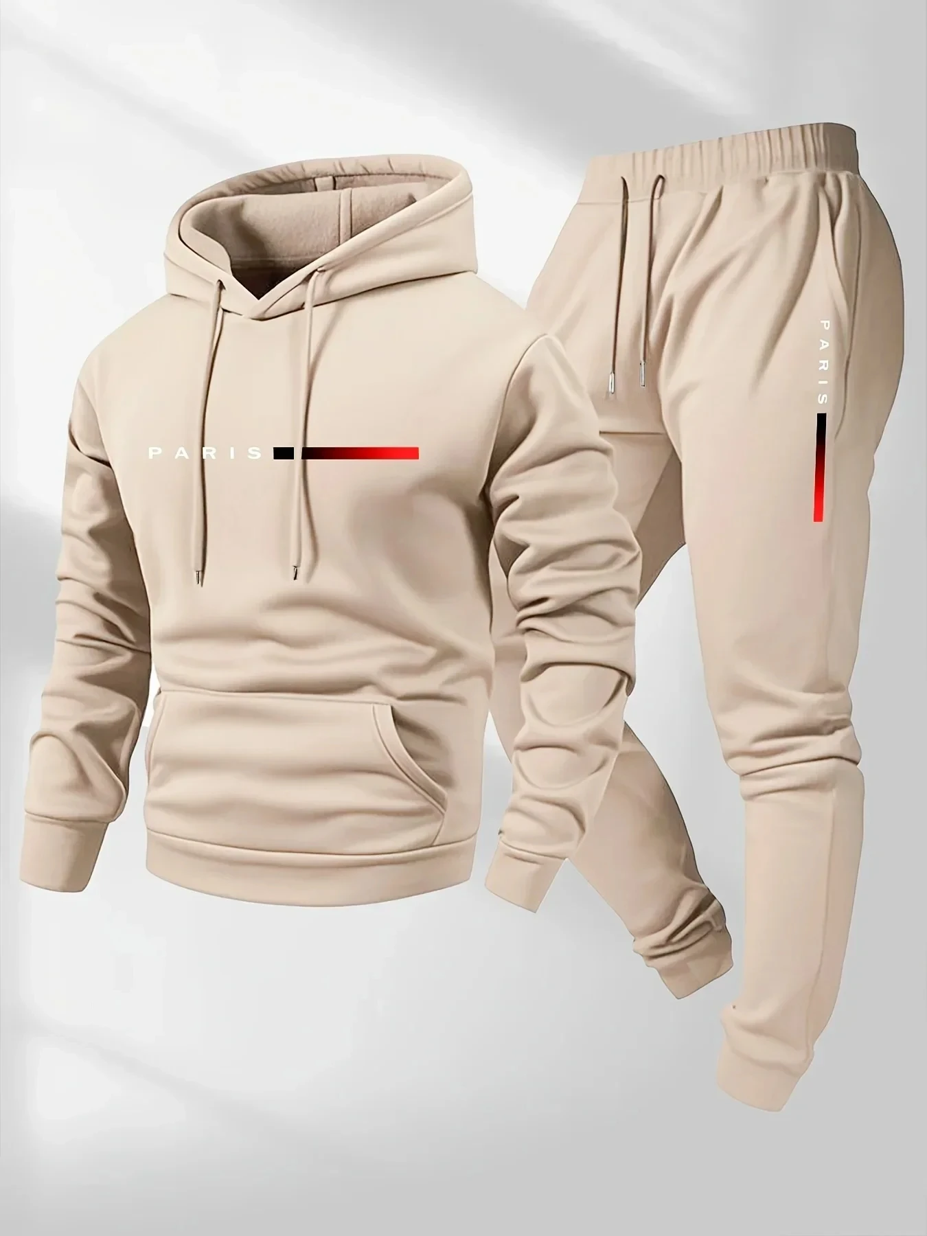파리 레터 프린트 스웨트셔츠 슈트 남성용 플리스 후드  - Winter Clothing Gear 리뷰 및 가격