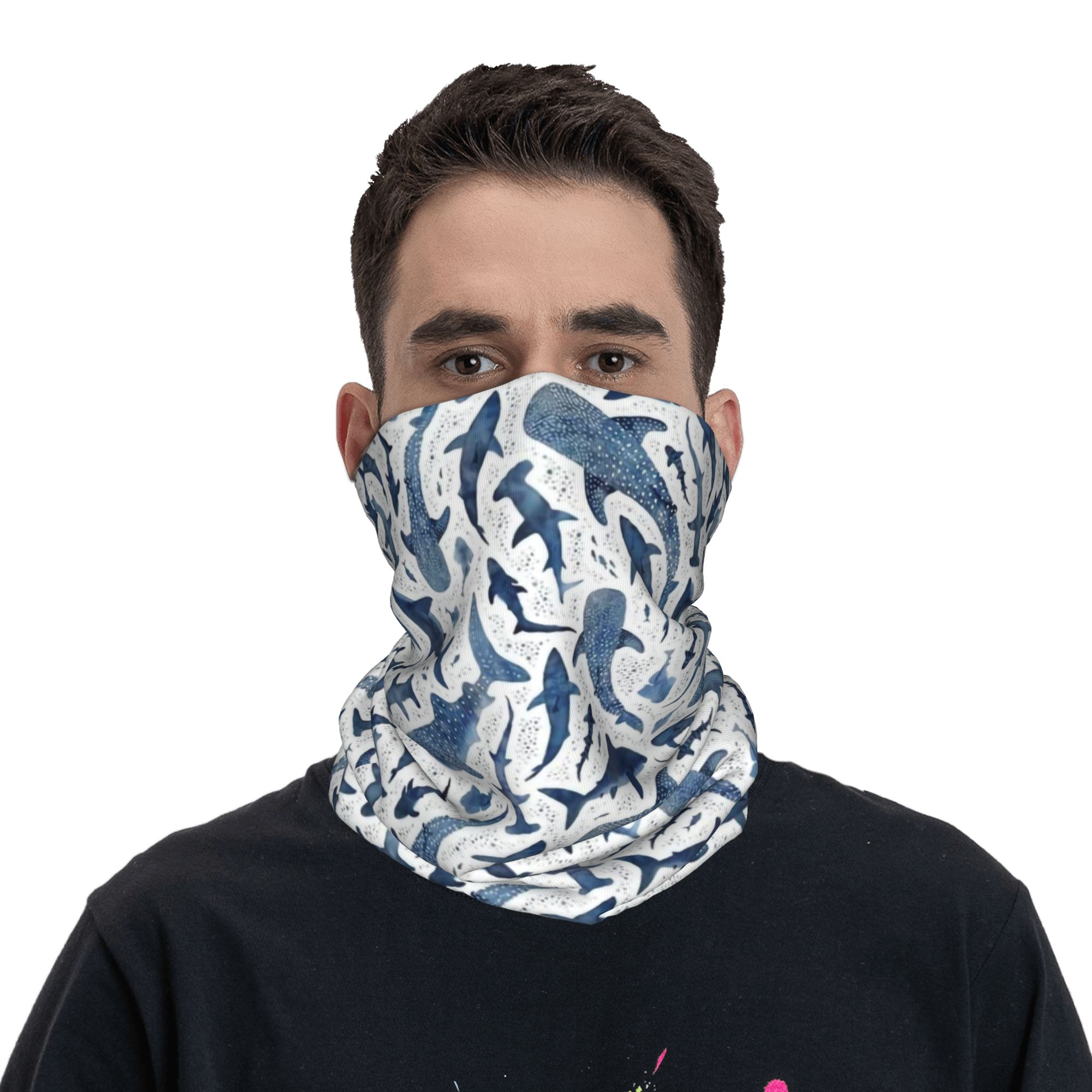 맞춤형 블루 수채화 상어 반다나 넥 게이터 방풍 페이스 - Wool Balaclava Knit 리뷰 및 가격