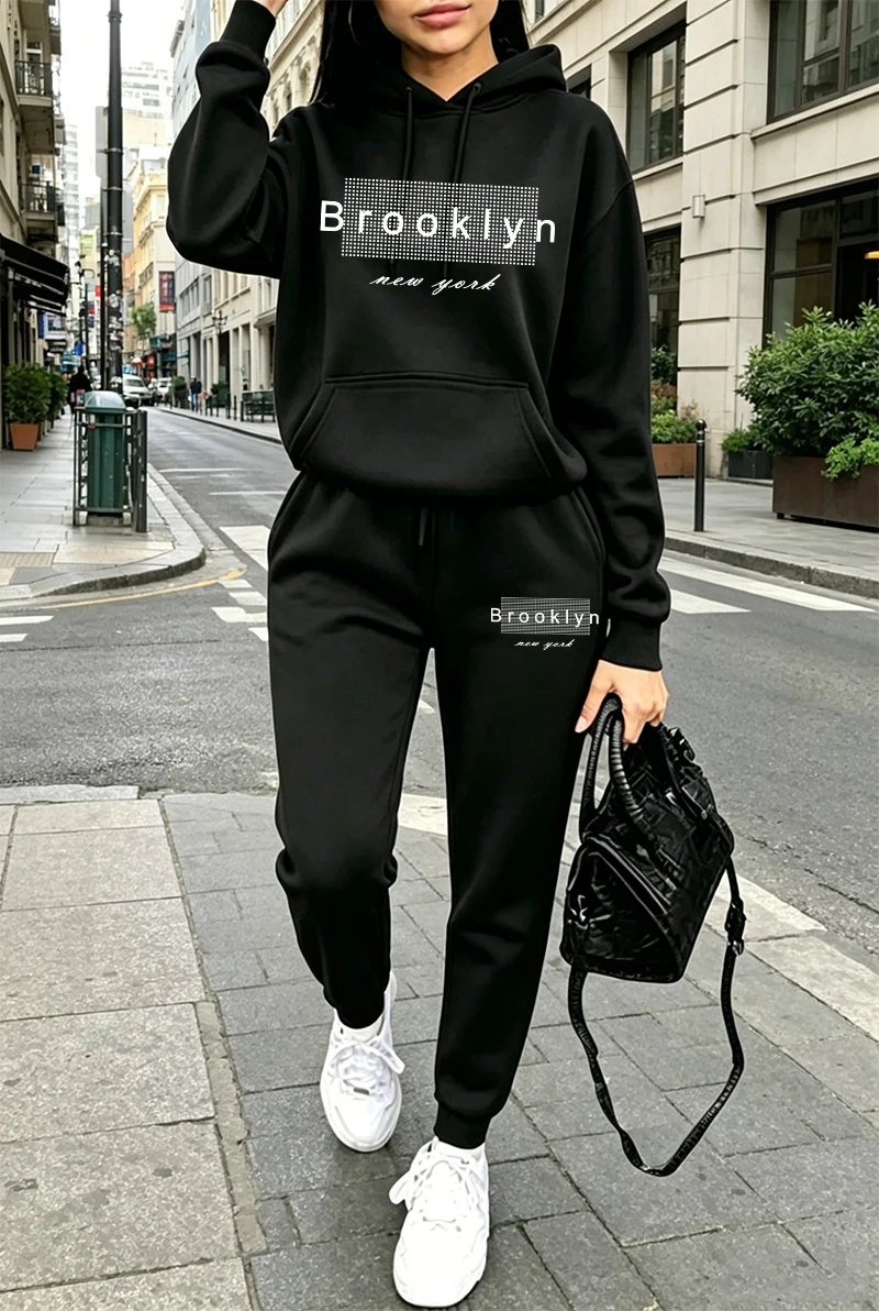여성 트레이닝복 프린팅 캐주얼 후드티 스웨트셔츠 야외  - Winter Clothing Pants 리뷰 및 가격