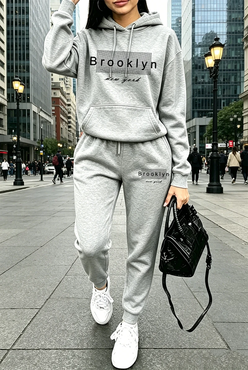 여성 트레이닝복 프린팅 캐주얼 후드티 스웨트셔츠 야외  - Winter Clothing Pants 리뷰 및 가격