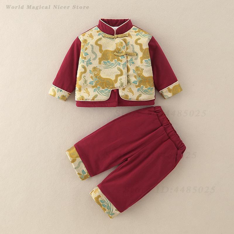 가을 겨울 두꺼운 당나라 정장 어린이 전통 중국 의상  - Winter Clothing For Babies 리뷰 및 가격