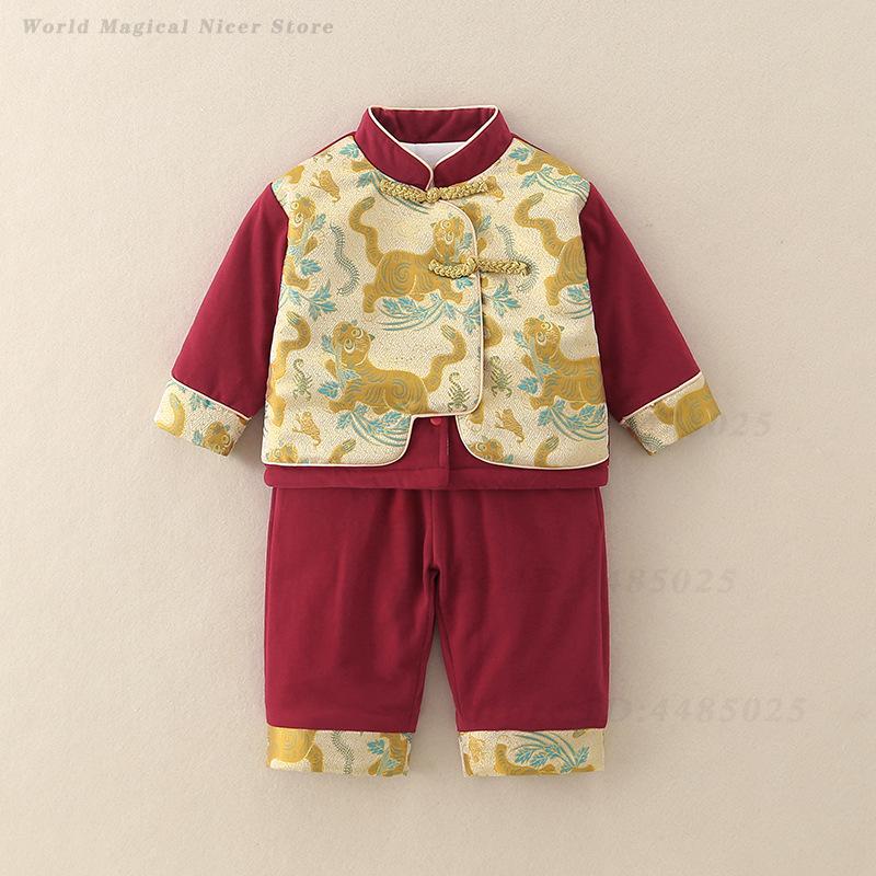 가을 겨울 두꺼운 당나라 정장 어린이 전통 중국 의상  - Winter Clothing For Babies 리뷰 및 가격