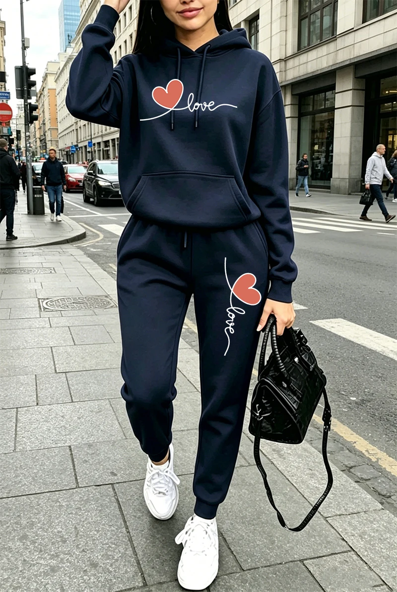 여성 트레이닝복 프린트 캐주얼 긴팔 후드티 스웨트셔츠  - Winter Clothing Pants 리뷰 및 가격