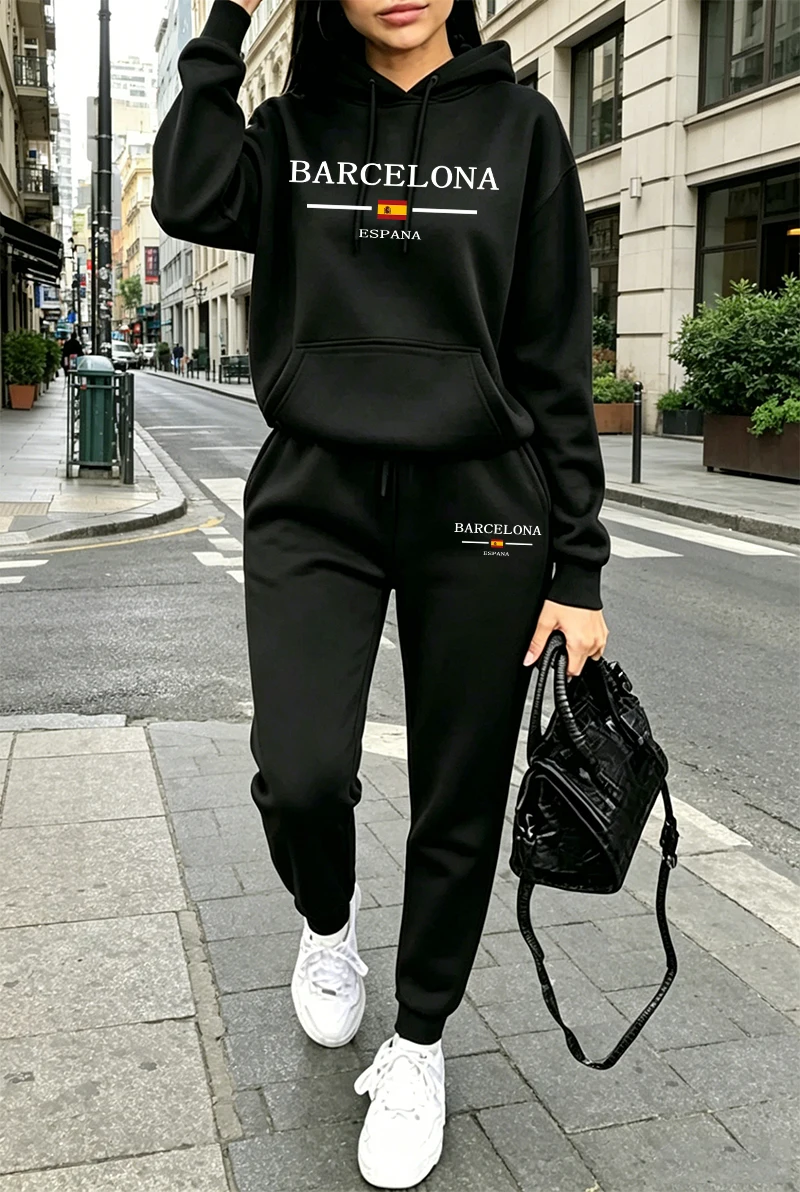 여성 패션 트레이닝복 프린팅 캐주얼 후드티 스웨트셔츠  - Winter Clothing Pants 리뷰 및 가격