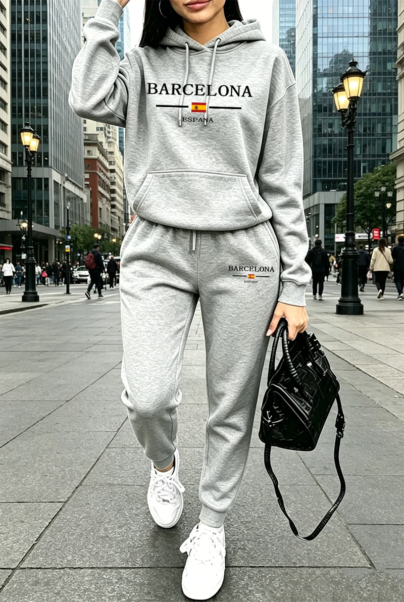 여성 패션 트레이닝복 프린팅 캐주얼 후드티 스웨트셔츠  - Winter Clothing Pants 리뷰 및 가격