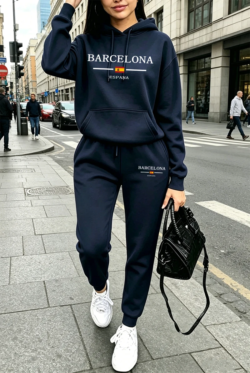 여성 패션 트레이닝복 프린팅 캐주얼 후드티 스웨트셔츠  - Winter Clothing Pants 리뷰 및 가격