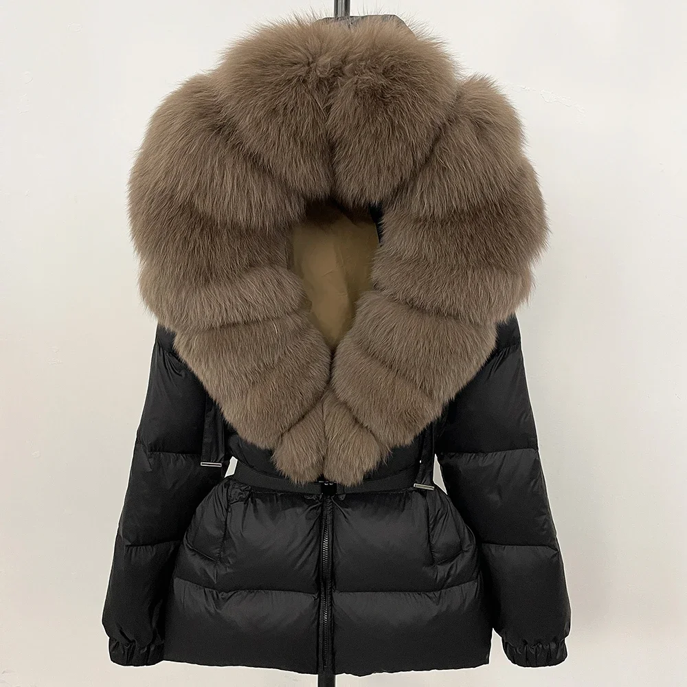 90% 화이트 덕 다운 코트 패션 후드 리얼 퍼 코트  - Winter Clothing Store 리뷰 및 가격