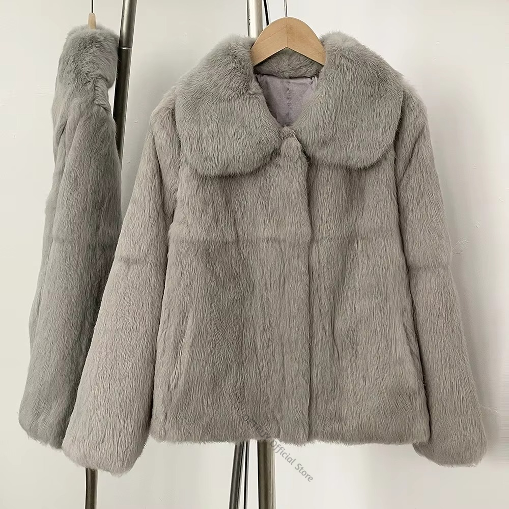 리얼리티 퍼 코트, 짧은 스타일의 천연 토끼털 재킷,  - Winter Clothing Store 리뷰 및 가격